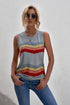 Crew Neck Floral Leopard Print Tank Top